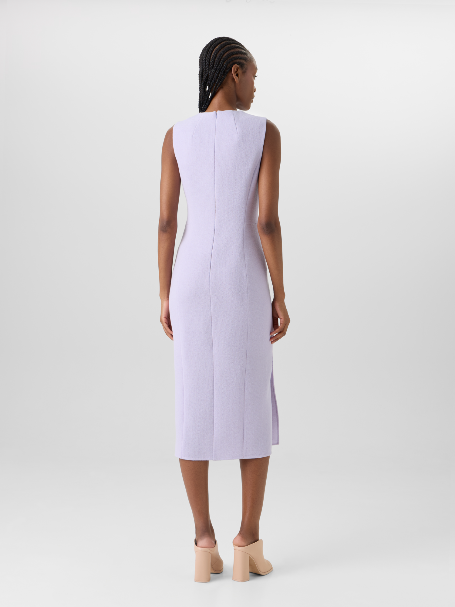 Designer Sleeveless Wool-Crêpe Double-Face Sheath Dress - pastel 