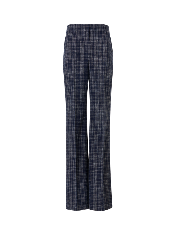 Designer Florine Wide-Straight-Leg Pants in Wool-Viscose Blend - navy