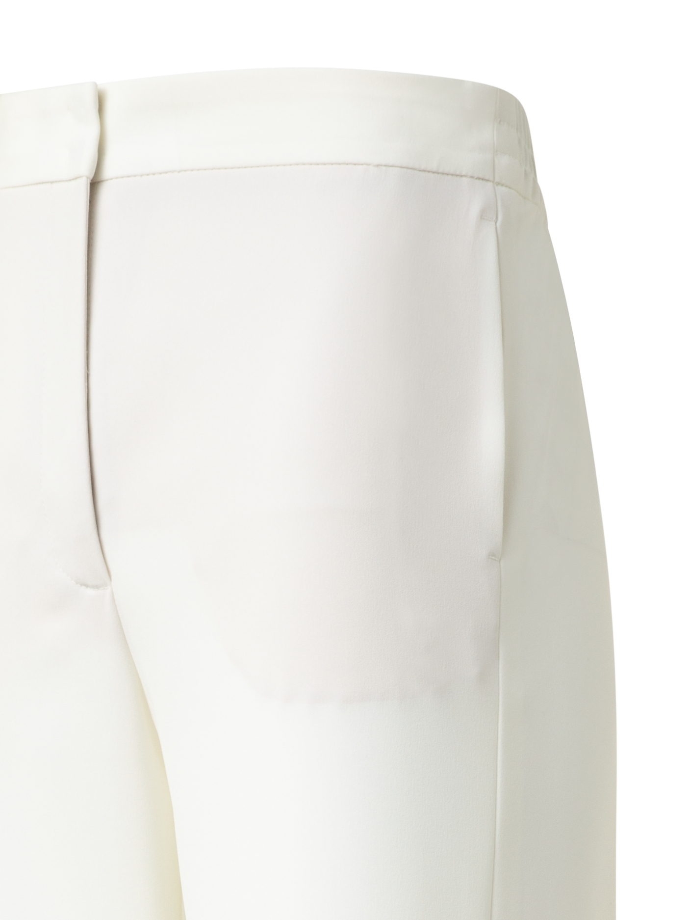 Designer Straight Laser Cut Pants with Elastic Waist - neutral - ecru - white