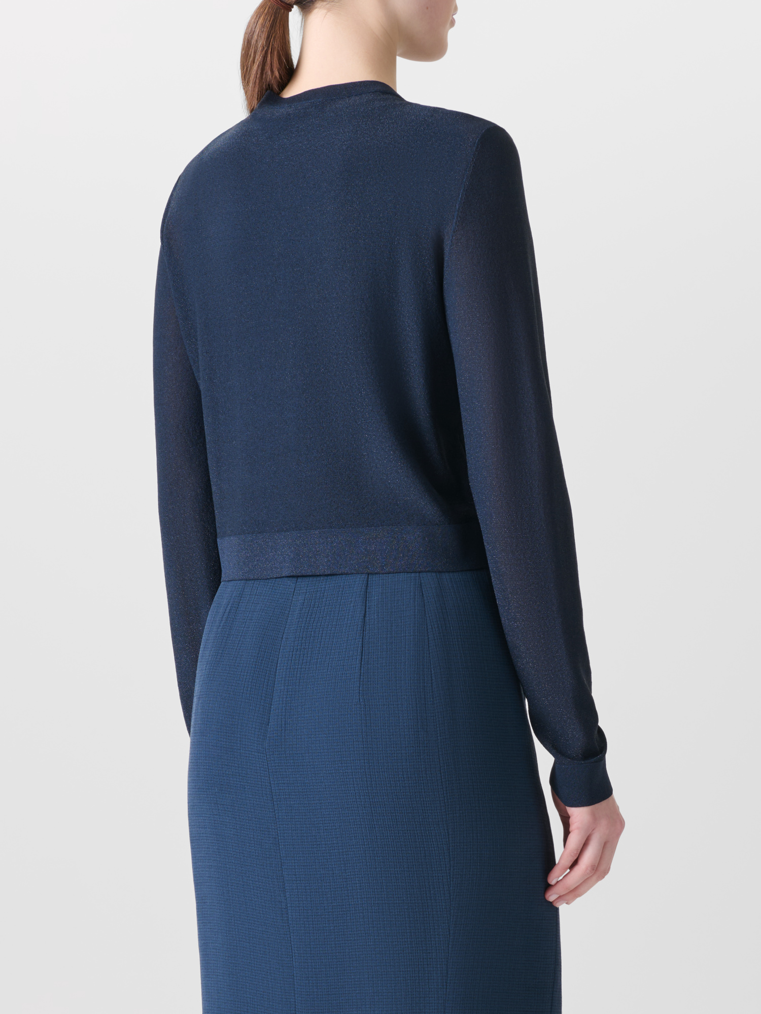 Designer Silk Cardigan with Golden Lurex - blue 