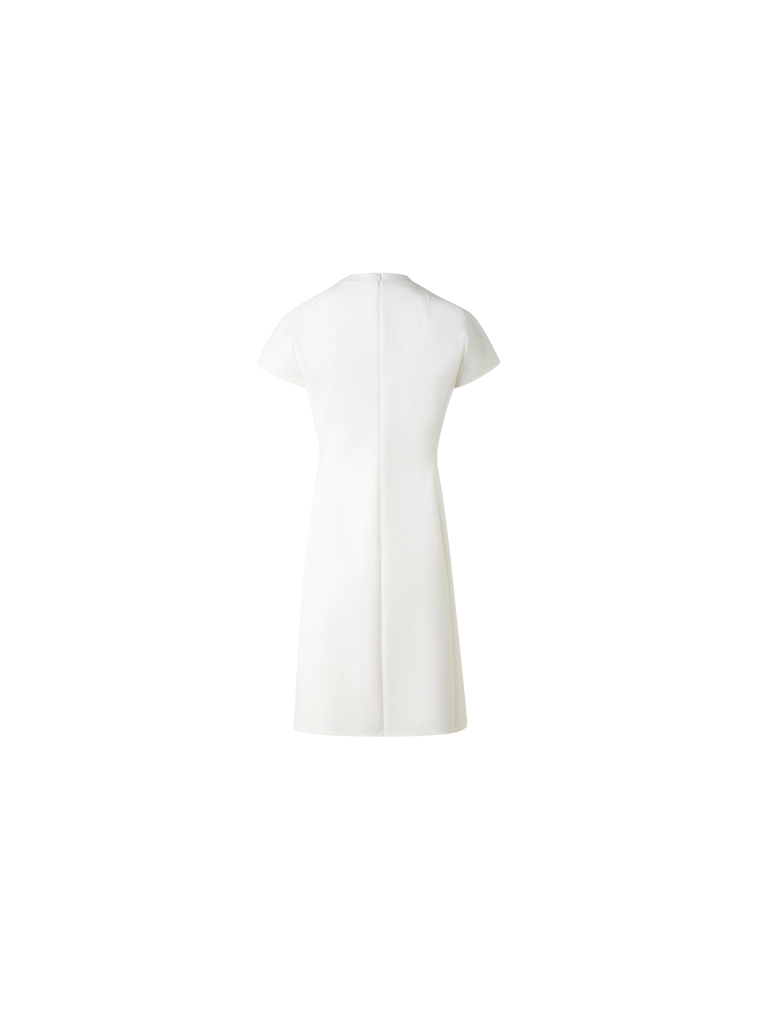 Designer V-Neck Sheath Dress in Cotton Silk Double-Face - neutral - ecru - white