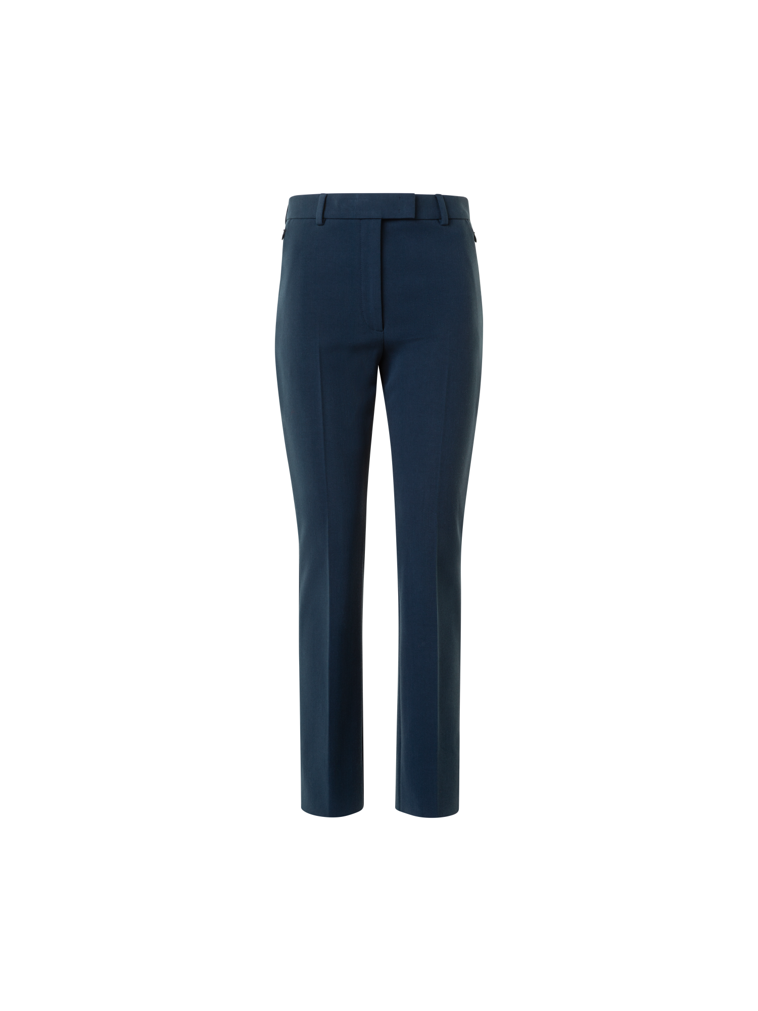 Designer Cropped Straight Stretch Lyocell Wool Pants - neutral - navy - blue
