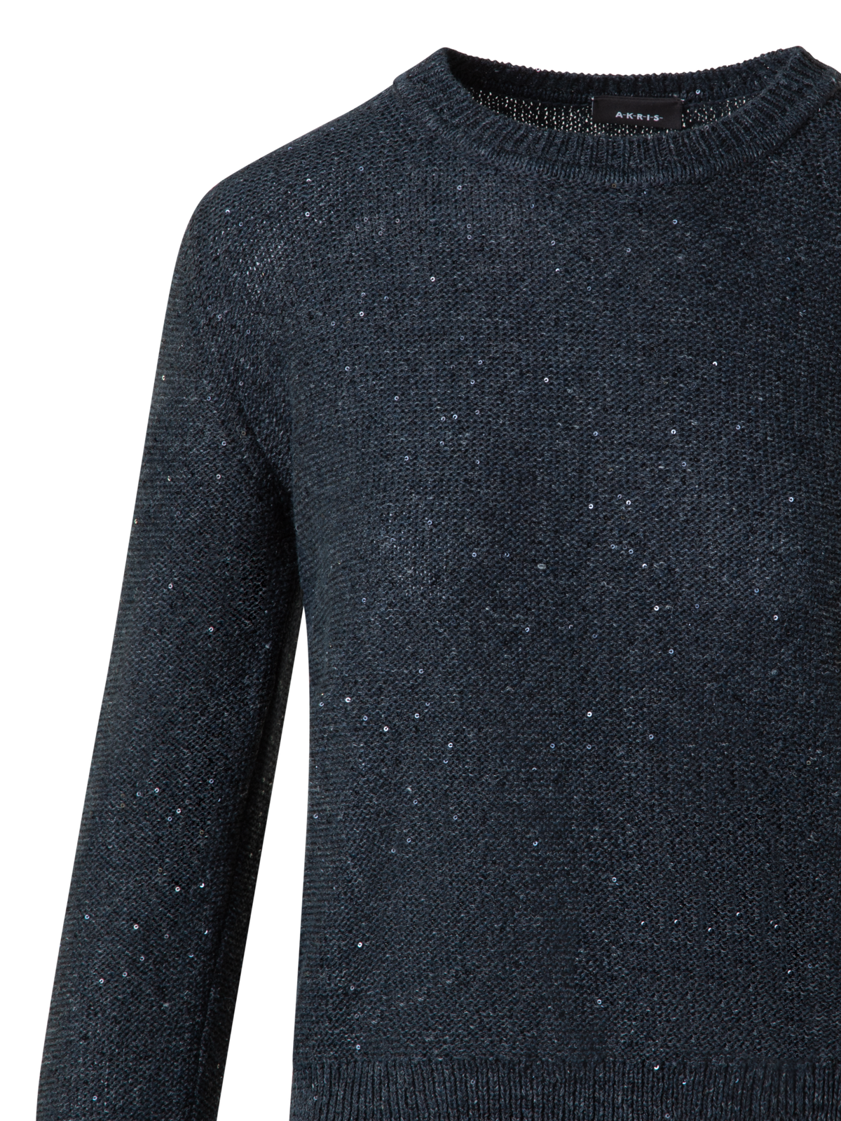 Designer Knit Sweater in Linen Cotton with Micro Sequins - grey