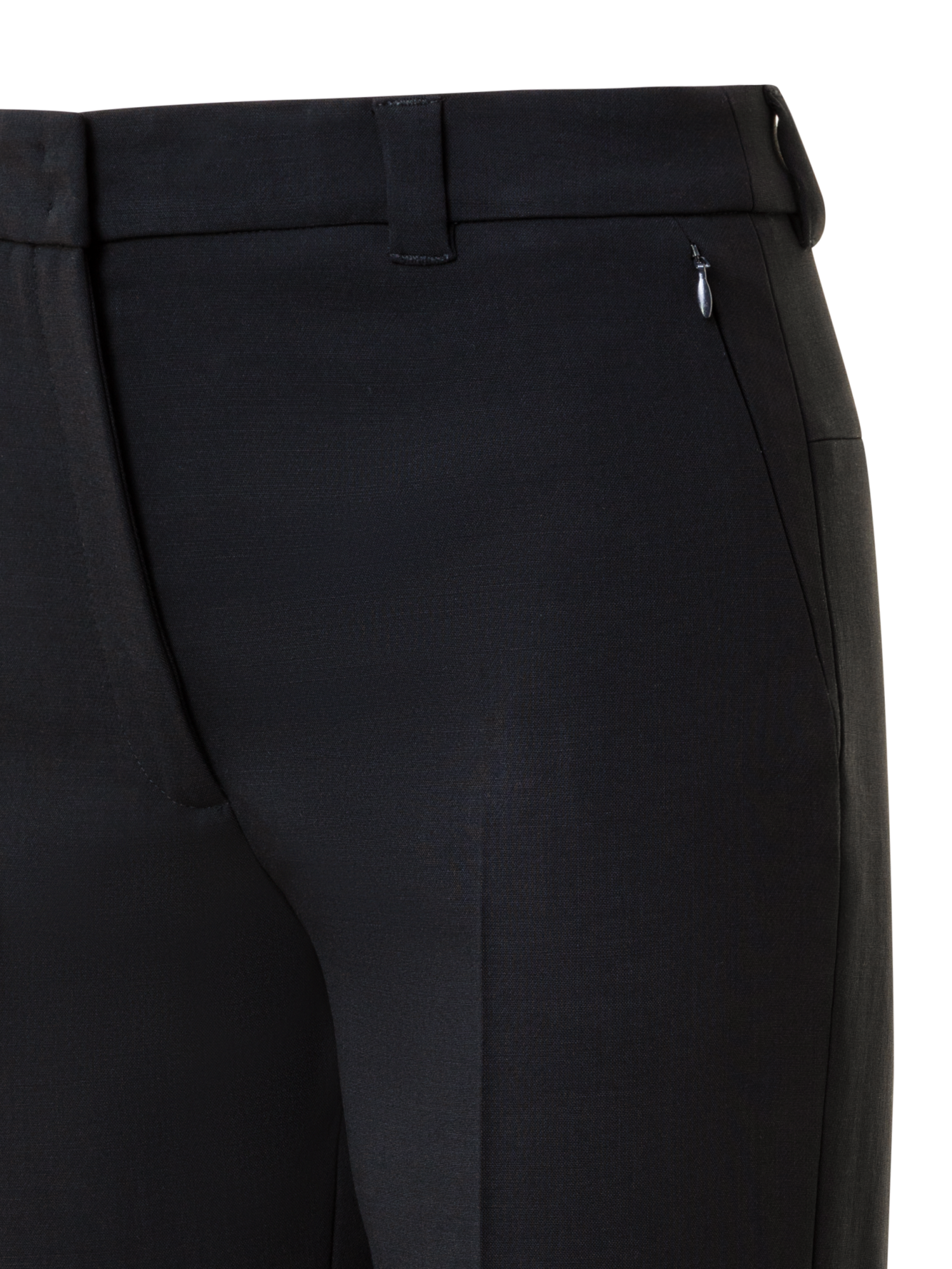 Designer Cropped Tapered Wool Double-Face Pants - neutral - black