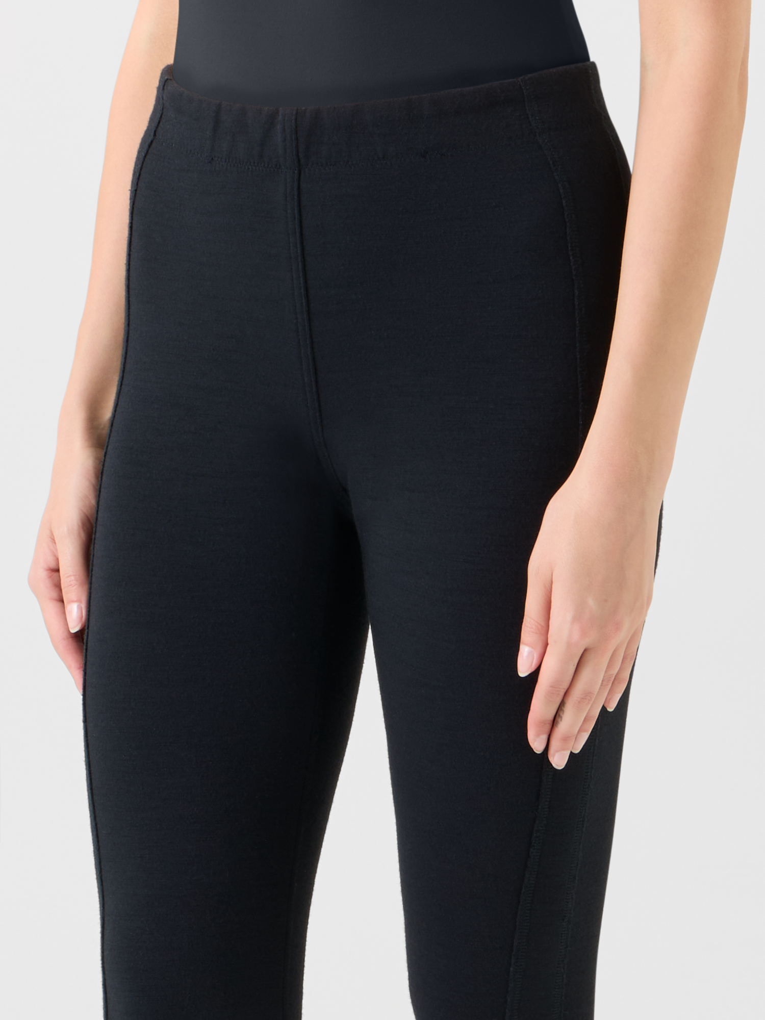 Designer Skinny Wool Cotton Blend Scuba Leggings - black - neutral 