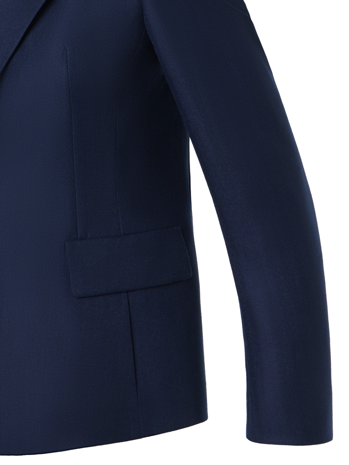 Designer Cashmere Herringbone Two-Button Blazer - navy - blue