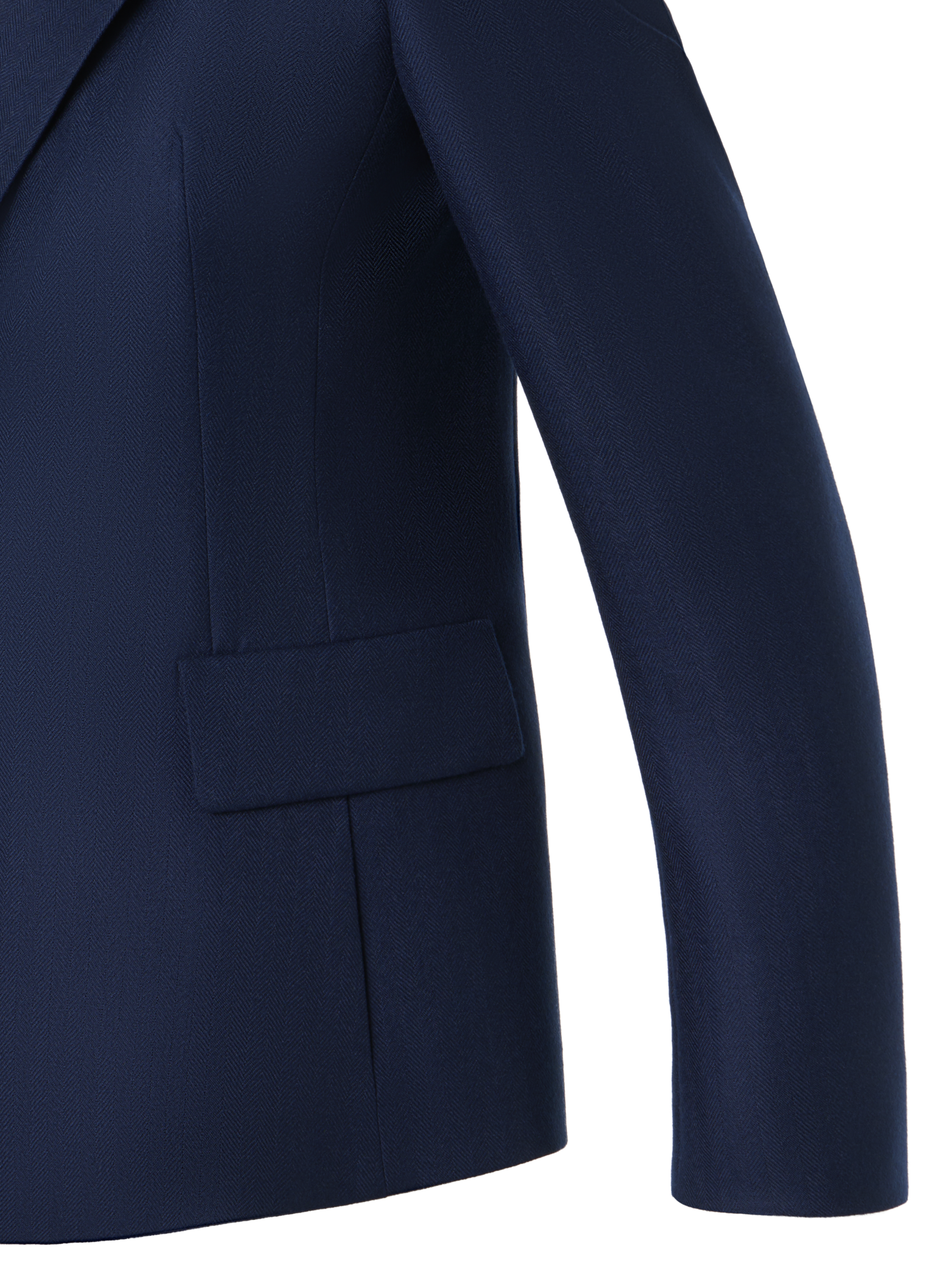 Designer Cashmere Herringbone Two-Button Blazer - navy - blue