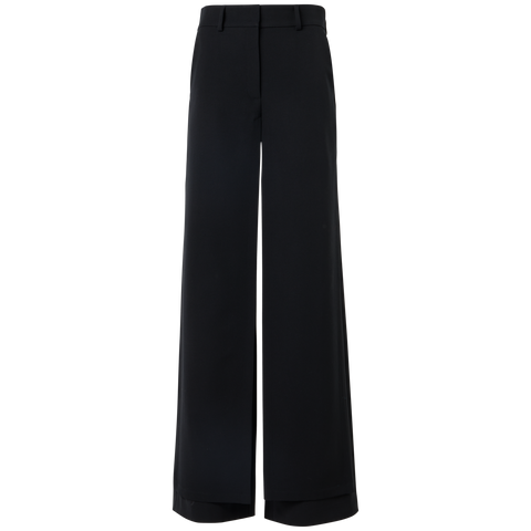 Weite Hose aus Wollgabardine mit Überwurf vorne