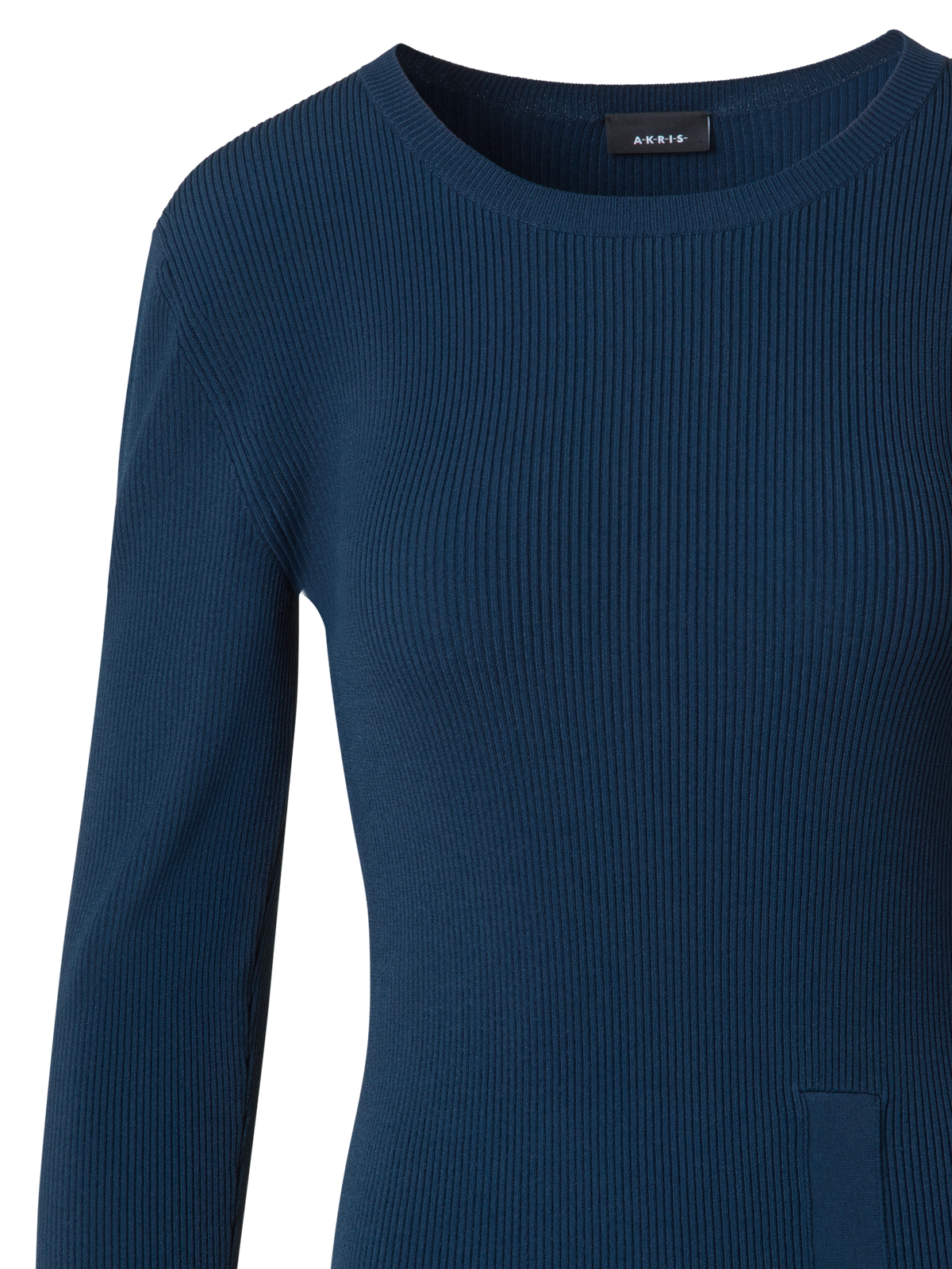 Designer Long-Sleeve Tube Dress in Rib Knit Stretch - neutral - navy - blue