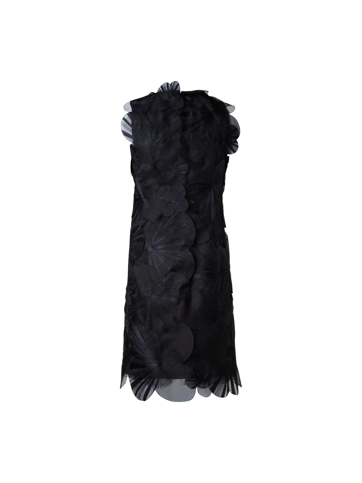 Designer Short Sheath Dress with Poppy Embroidery - black