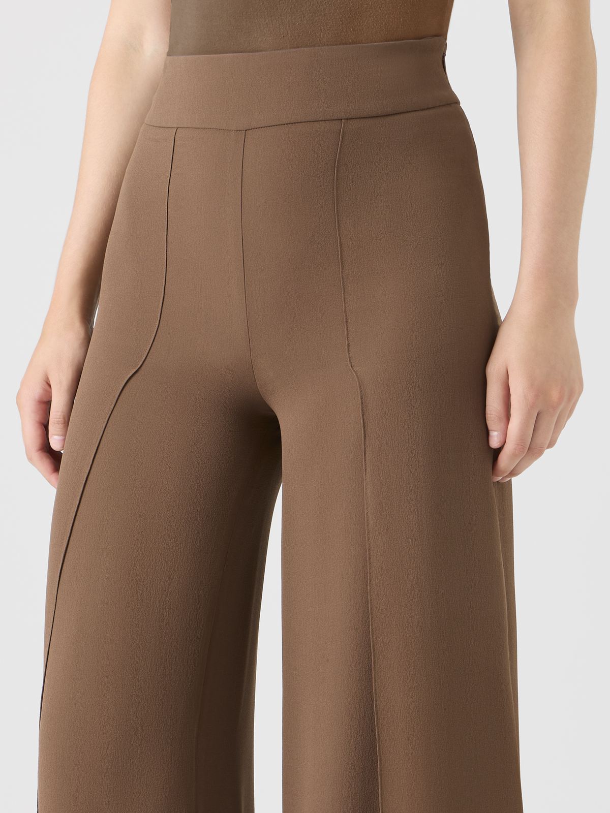 Designer Wide Silk Pants with Slits - brown #editorial
