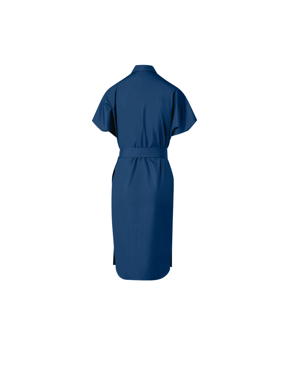 Designer Cotton Shirt Dress with Short Kimono Sleeves - blue