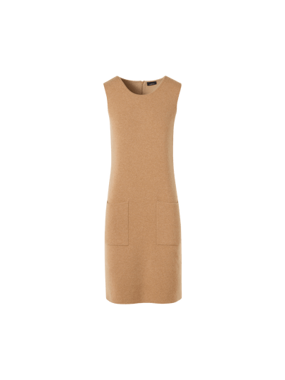 Designer Sleeveless Cashmere Double-Face Knit Dress - brown