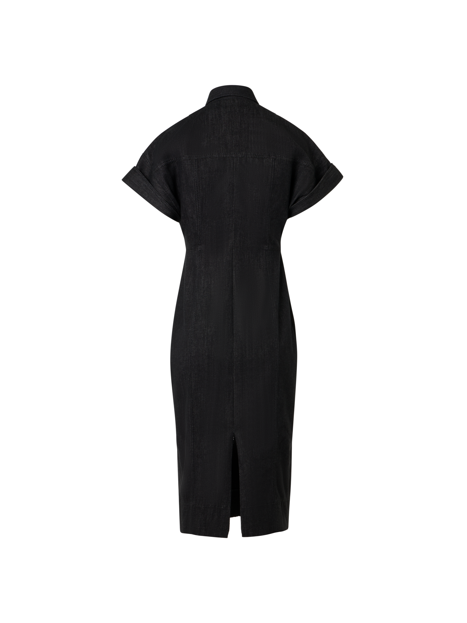 Designer Fitted Cotton Stretch Denim Dress - black
