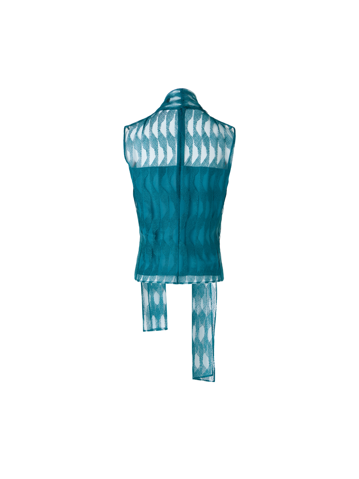 Designer Blouse in High Plains Embroidery on Tulle - blue