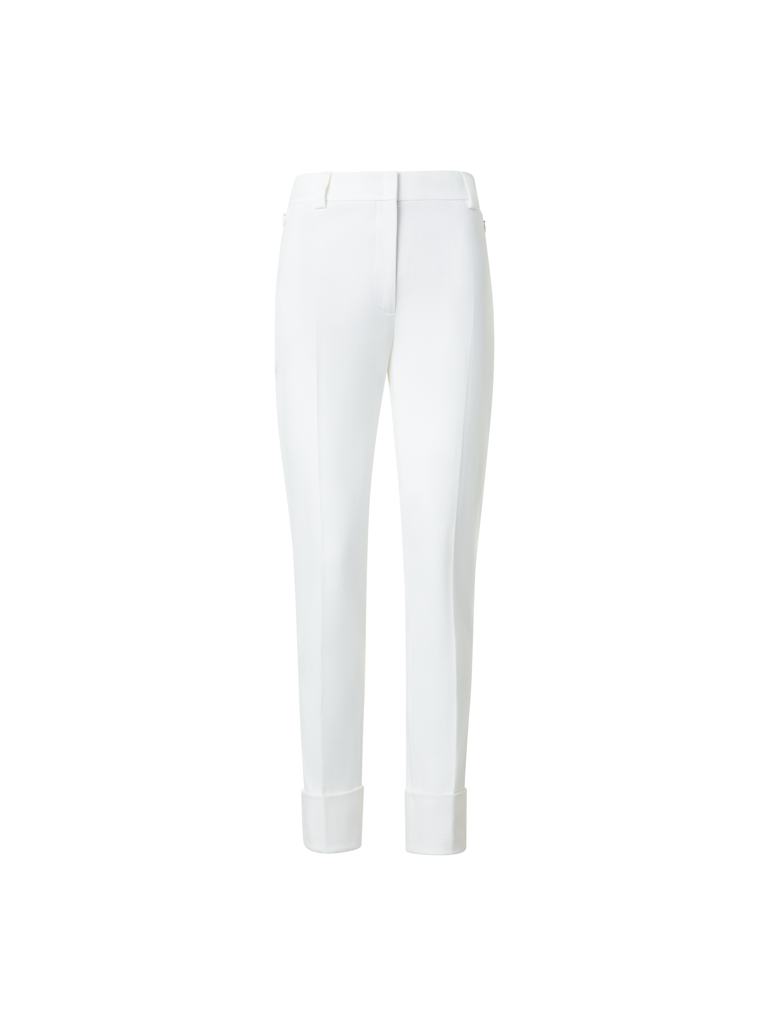 Designer Cropped Tapered Cotton Denim Pants - neutral - ecru - white