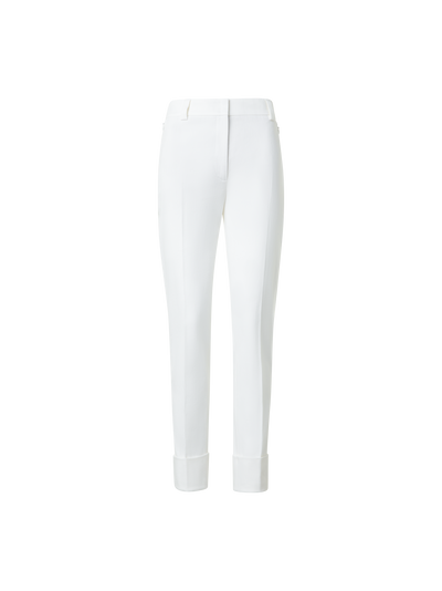 Designer Cropped Tapered Cotton Denim Pants - neutral - ecru - white