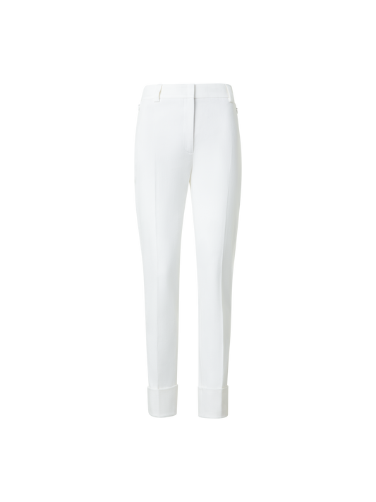 Designer Cropped Tapered Cotton Denim Pants - neutral - ecru - white