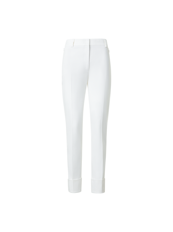 Designer Cropped Tapered Cotton Denim Pants - neutral - ecru - white