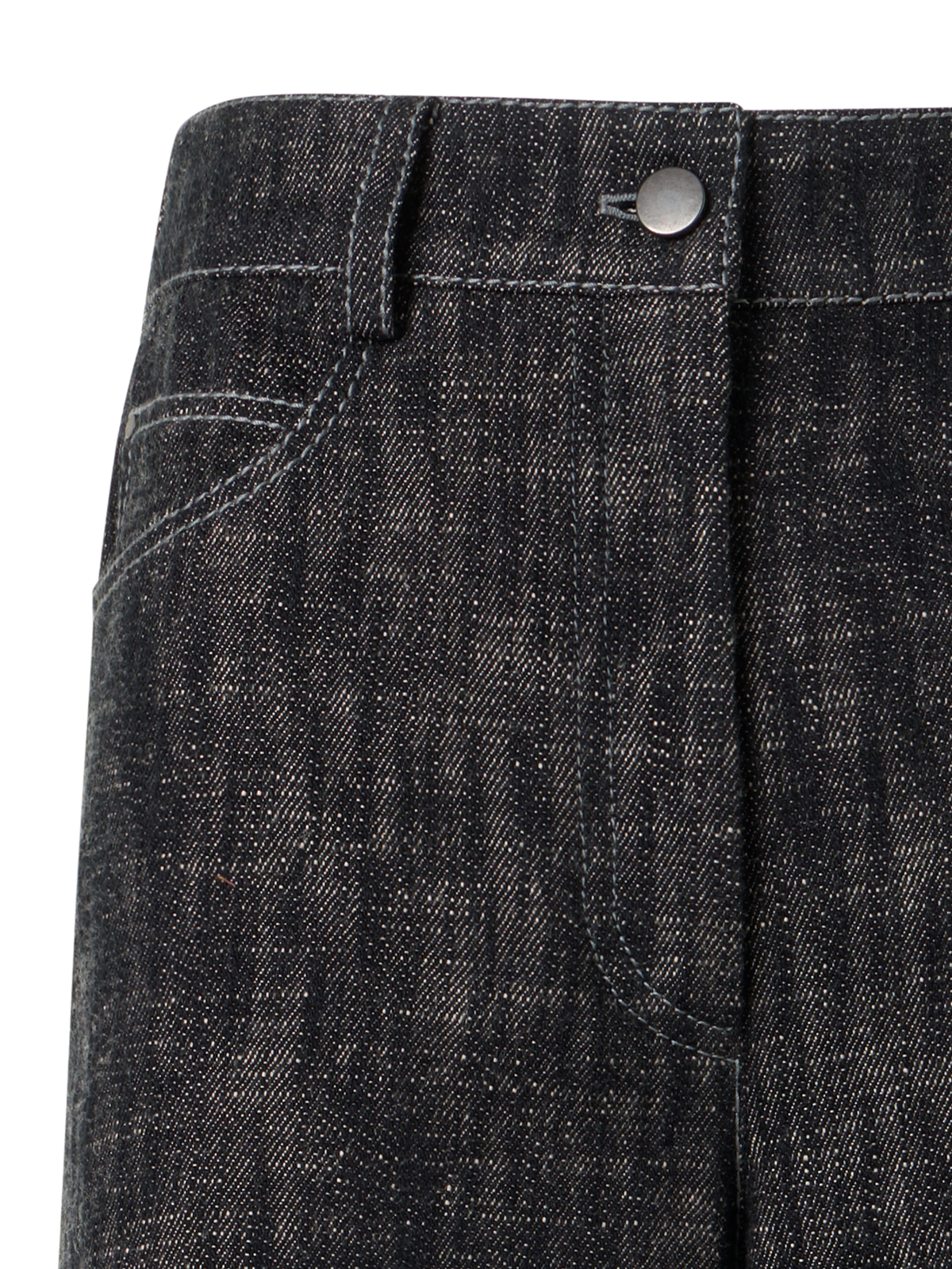 Designer Cooper Wide-Leg Pants in Washed Heavyweight Cotton-Denim - black