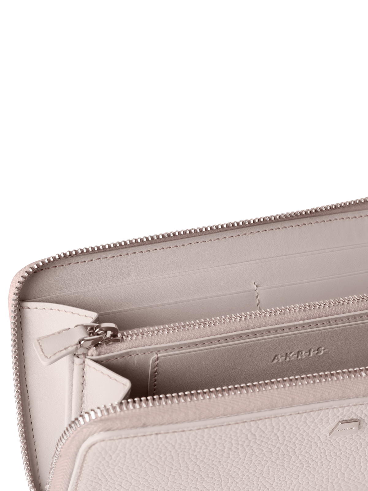 Designer Long Zip Around Wallet in Leather - neutral - beige