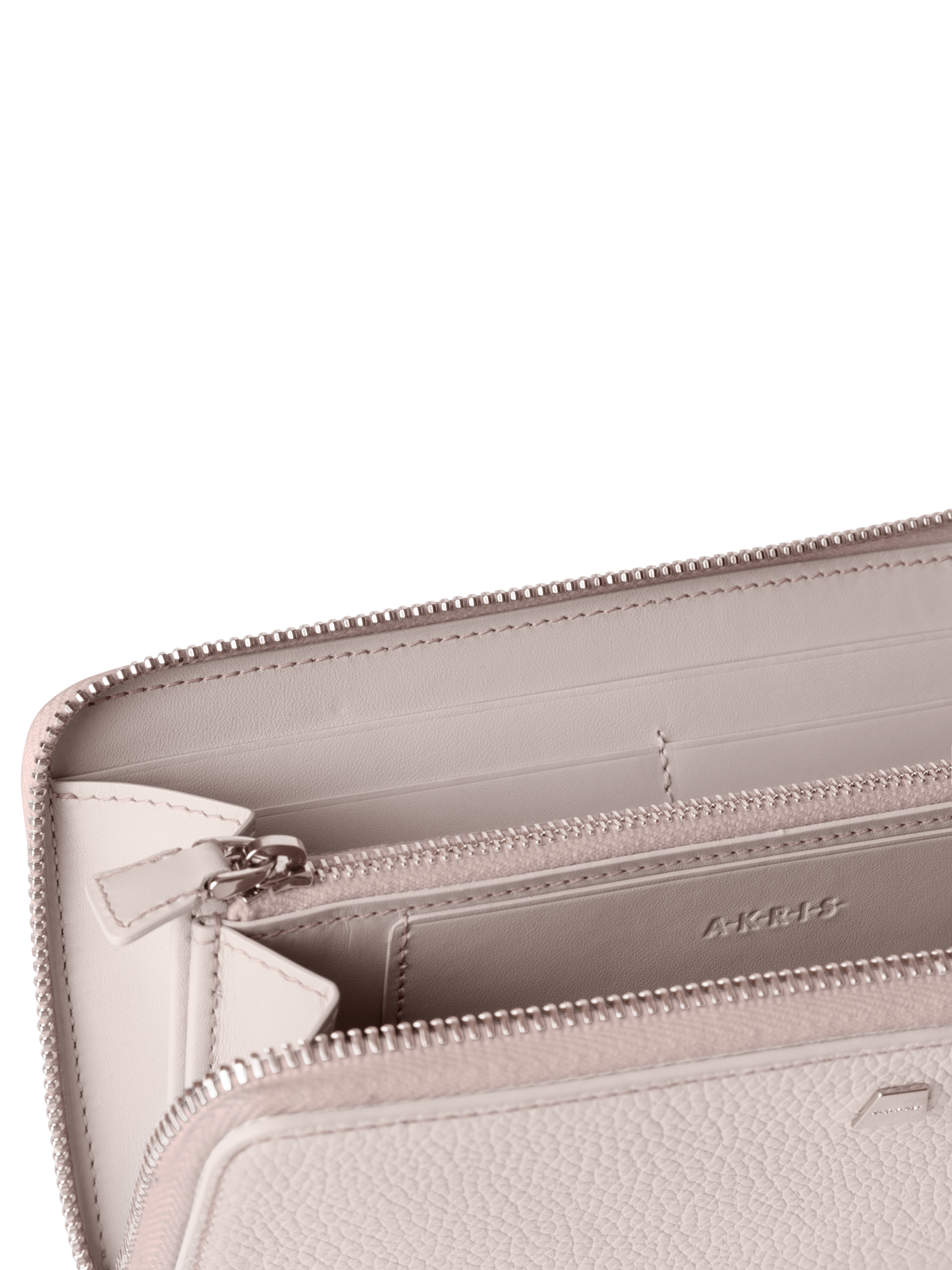 Designer Long Zip Around Wallet in Leather - neutral - beige