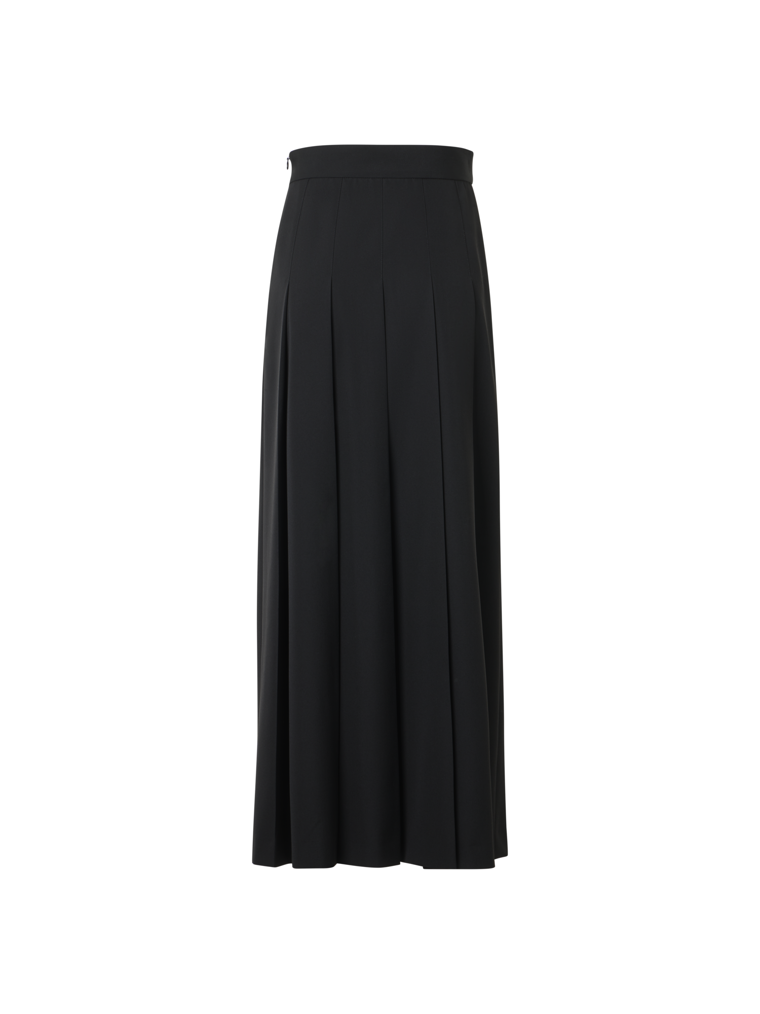 Designer Pleated Wool Midi Skirt - black