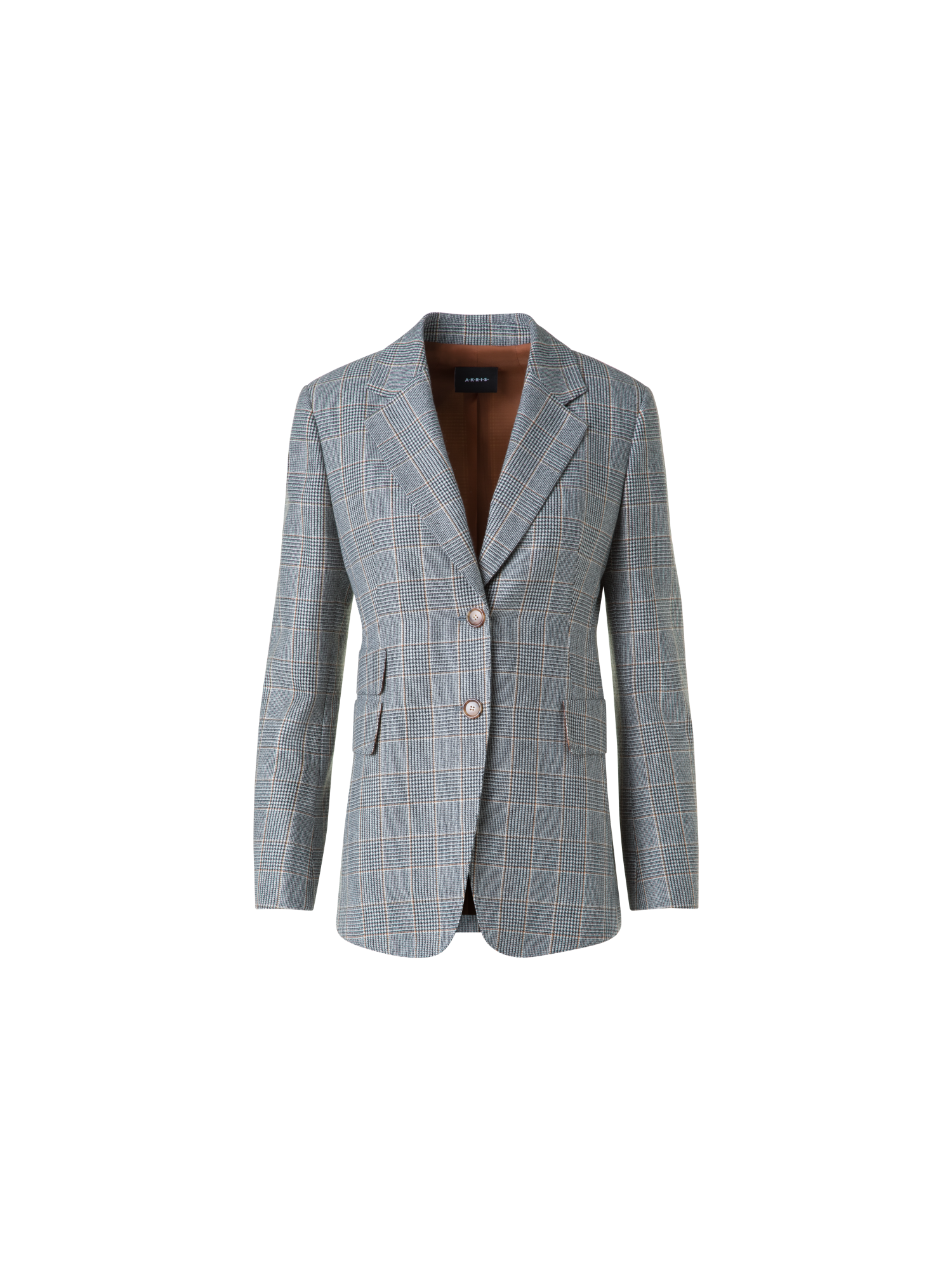Designer Long Prince of Wales Pure Cashmere Blazer - black - neutral - multicolor