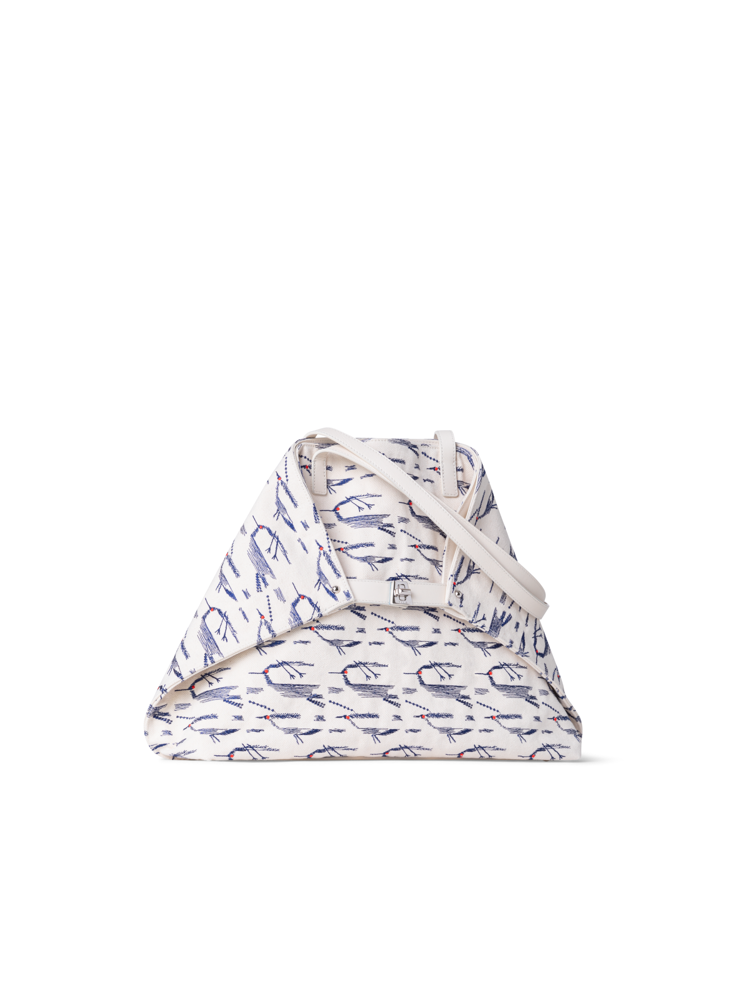 Designer Ai Medium Shoulder Tote - white - blue - multicolor - ecru