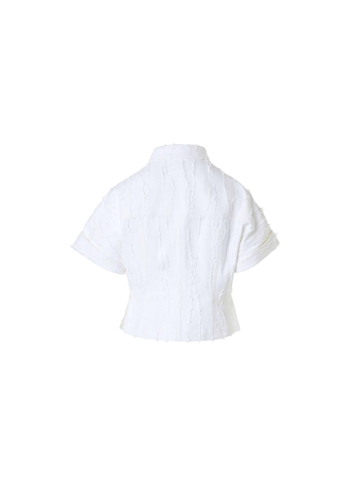 Designer Fringed Wave Jacquard Short Jacket - white