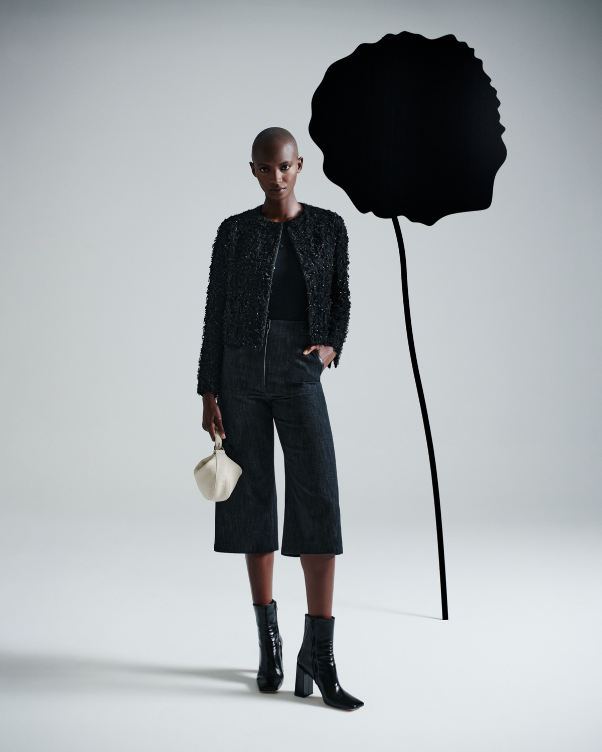 Designer Sleeveless Knit Top in Silk Stretch - black #editorial