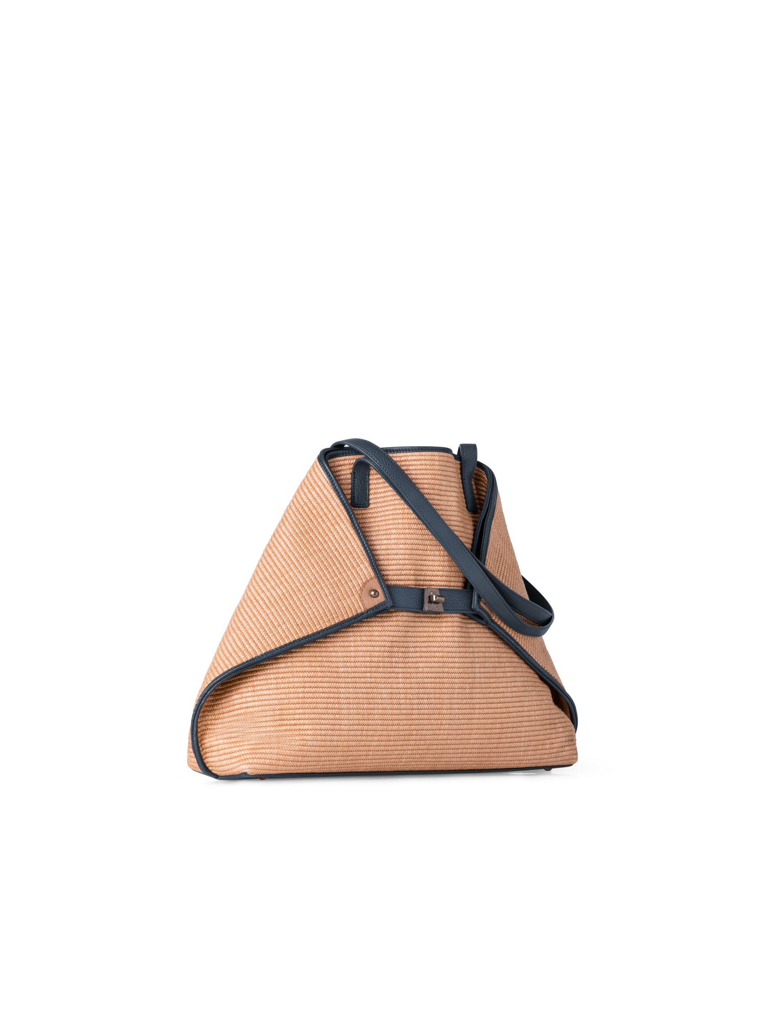 Designer Ai Medium Shoulder Tote - navy - blue - multicolor - beige