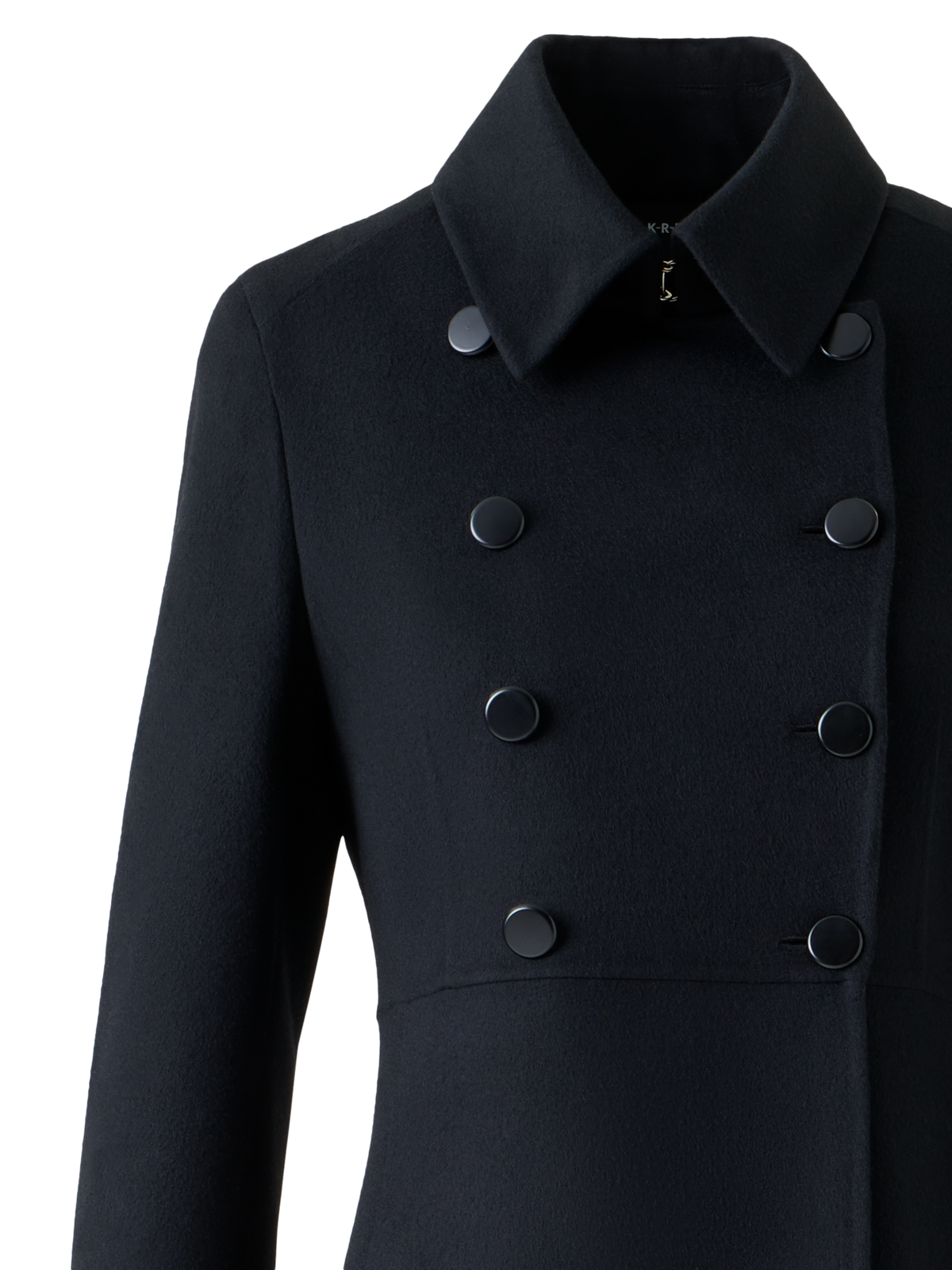Designer Long Redingote Wool Double-Face Coat - black - neutral