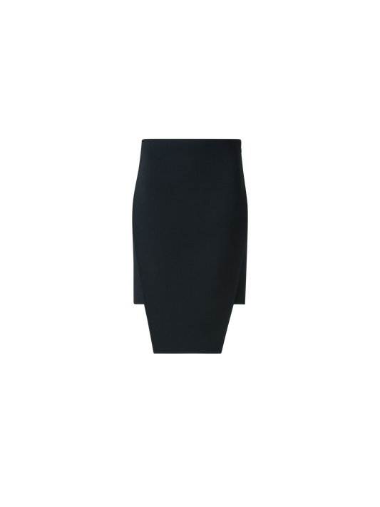 Designer Wool Crêpe Double-Face Mini Skirt with Apron - black - neutral