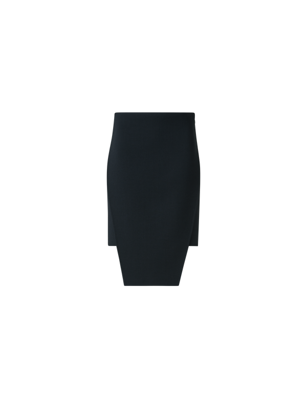 Designer Wool Crêpe Double-Face Mini Skirt with Apron - black - neutral