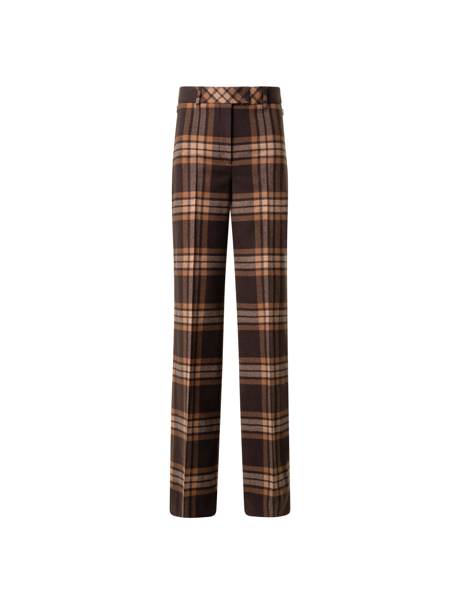 Designer Wide Wool Flannel Check Pants - brown - multicolor
