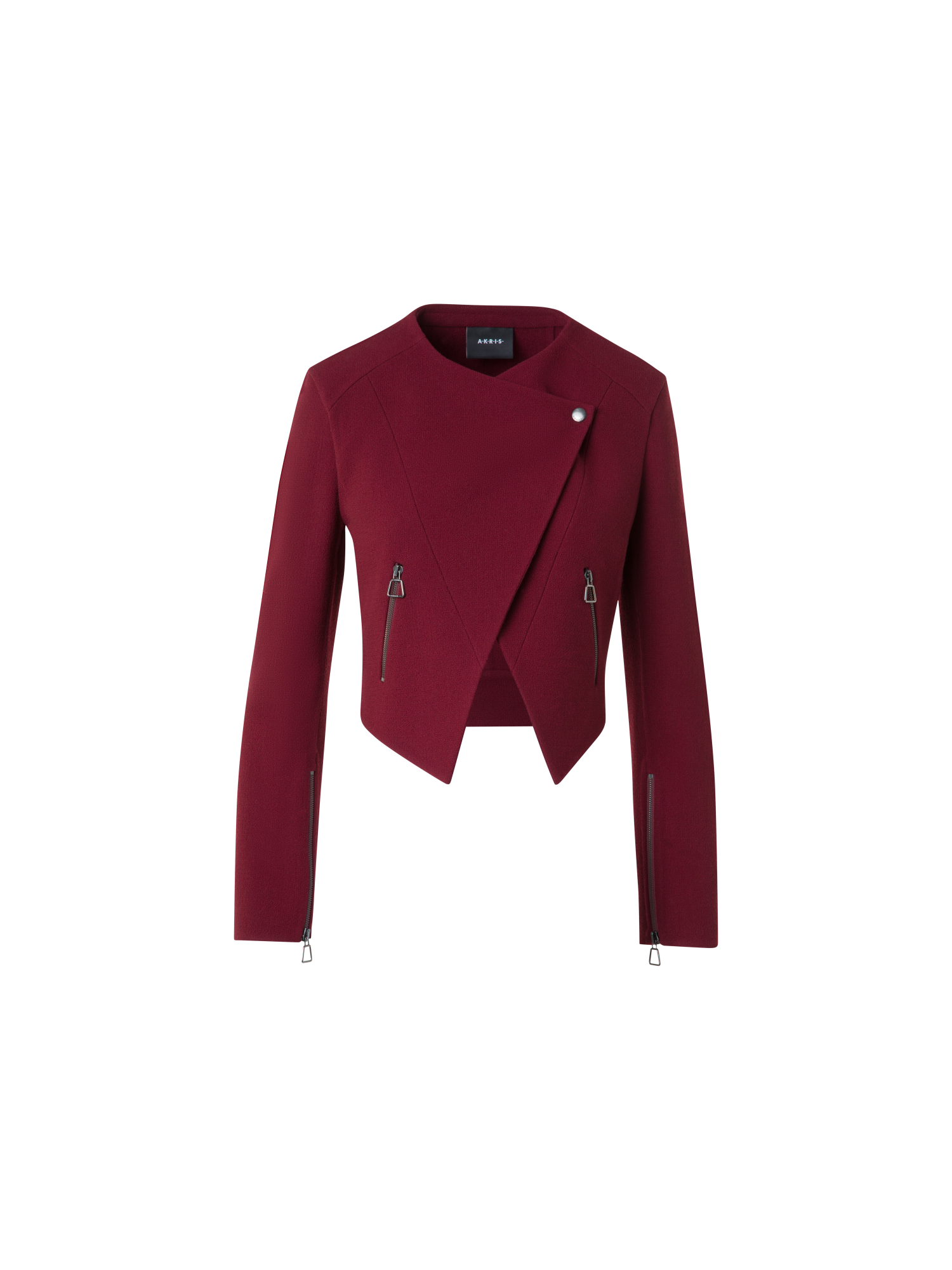 Designer Asymmetrical Cropped Jacket in Wool Double-Face - red