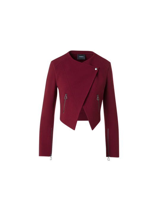 Designer Asymmetrical Cropped Jacket in Wool Double-Face - red