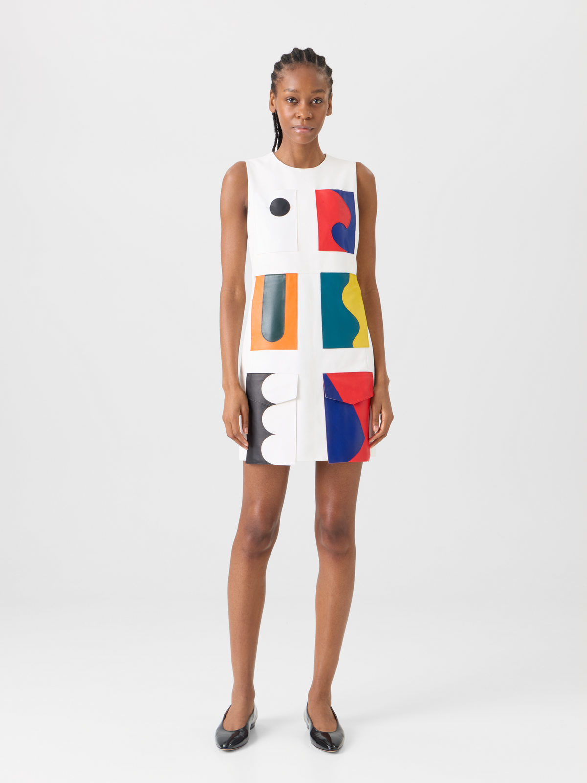 Designer Short Sheath Dress with Paravent Patchwork - multicolor #editorial