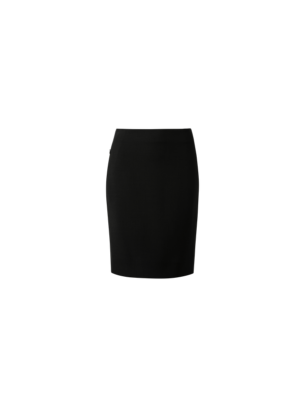 Designer Wool Double-Face Pencil Skirt with Zip Pockets - black