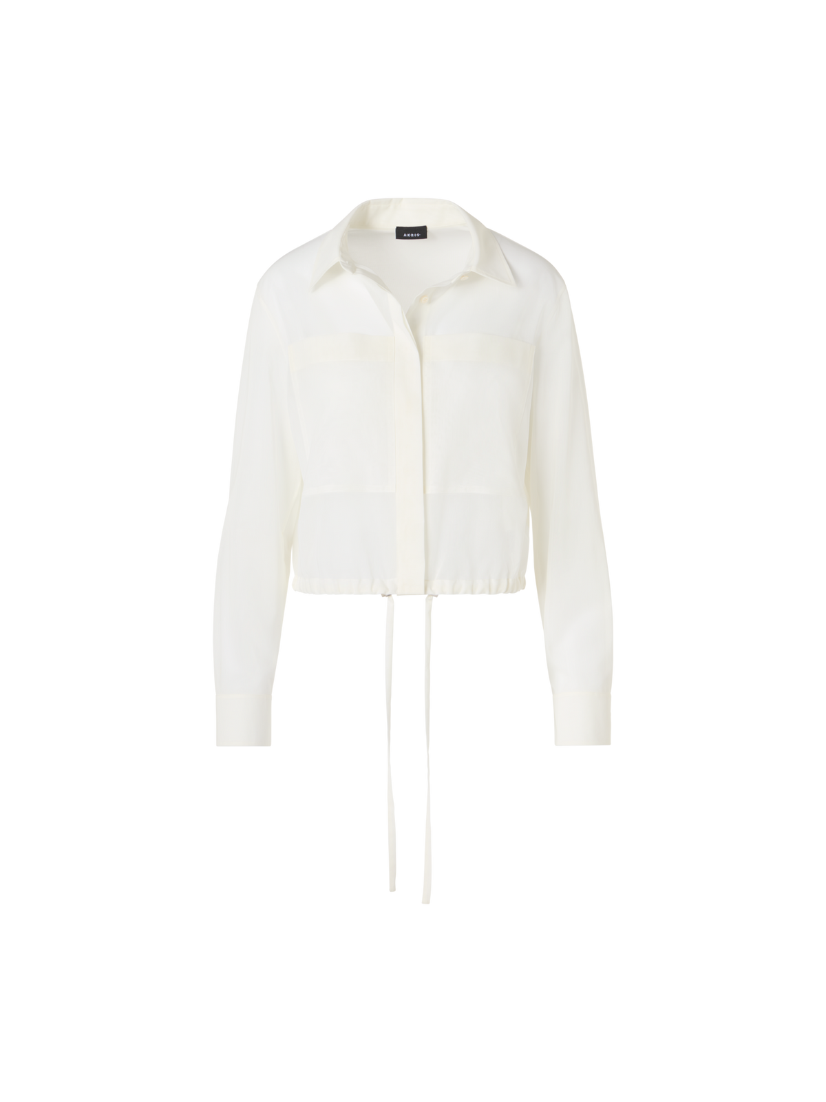 Designer Long-Sleeve Cotton Voile Blouson Shirt - ecru
