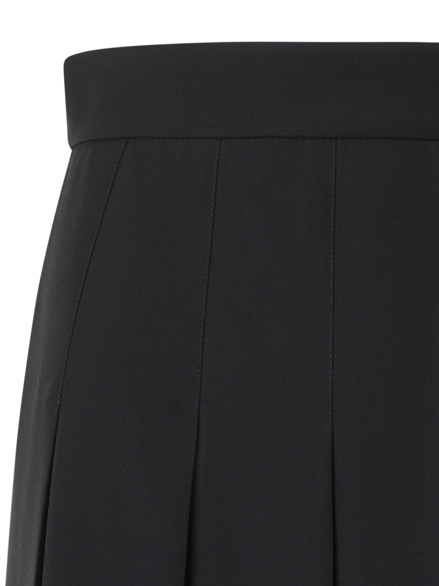 Designer Pleated Wool Midi Skirt - black