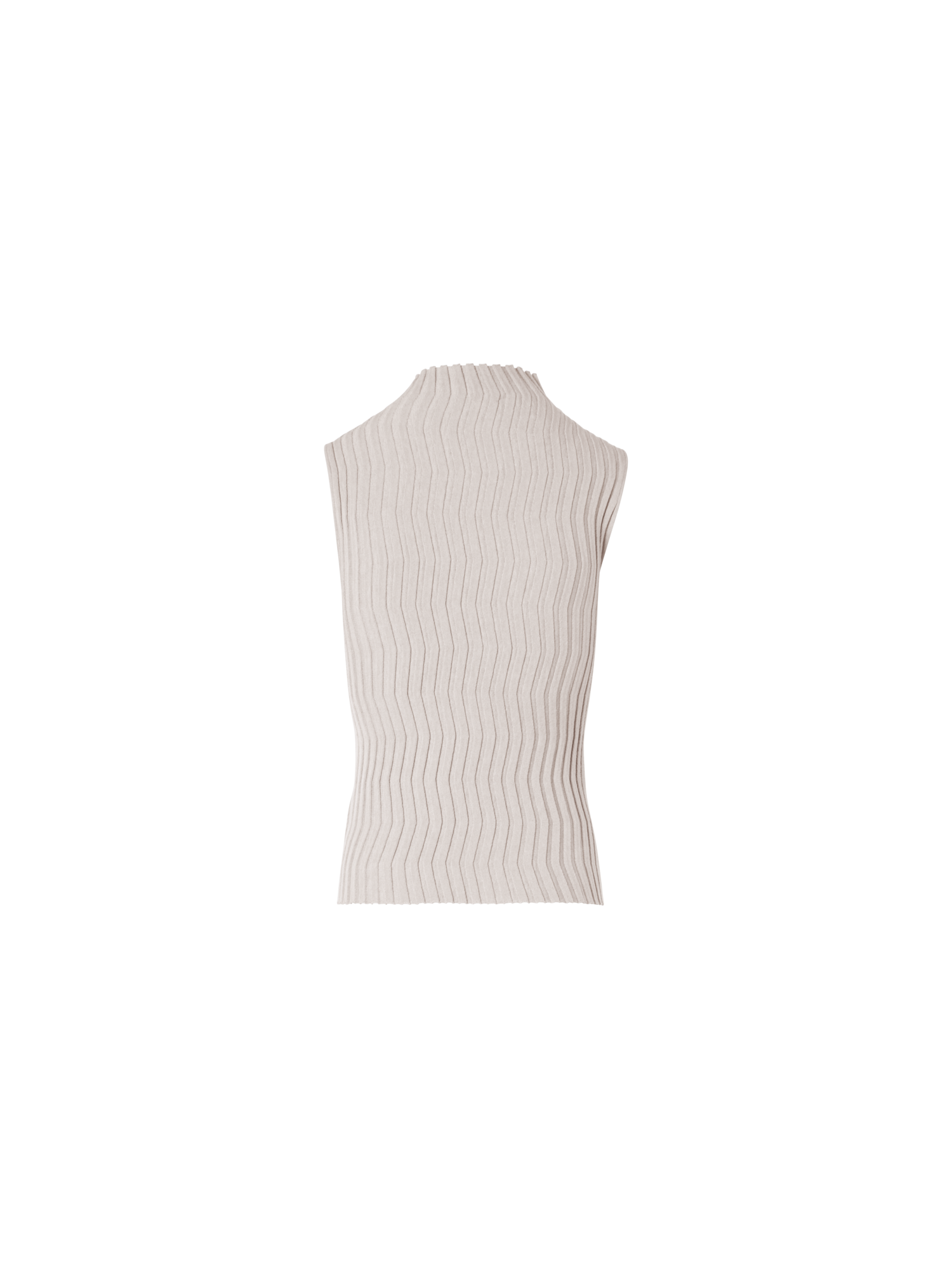 Designer Fitted Mockneck Silk Knit Top - beige