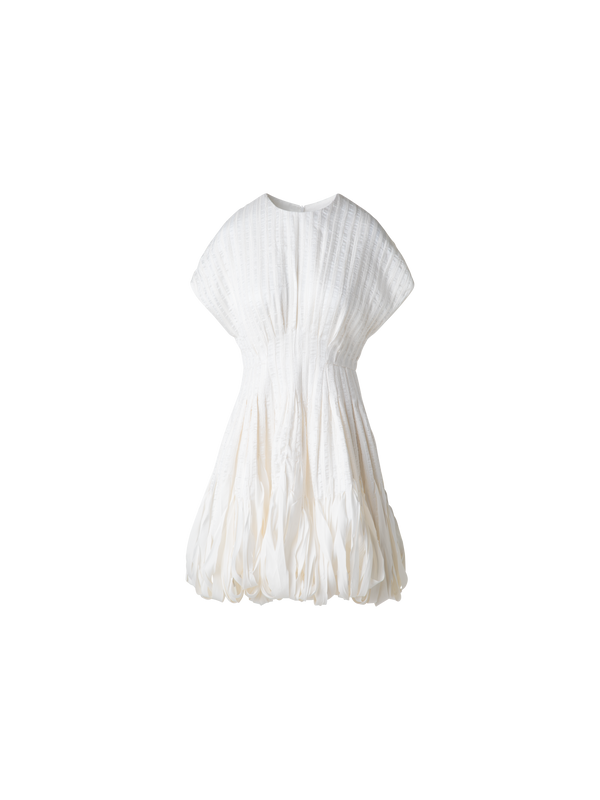 Short Flared Silk Dress with Ribbon Loops Skirt Akris EU Short Flared Silk Dress with Ribbon Loops Skirt Akris EU