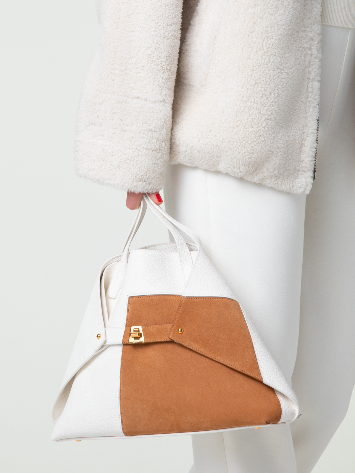 Designer Ai Small Shoulder Tote - neutral - brown - multicolor - white #editorial