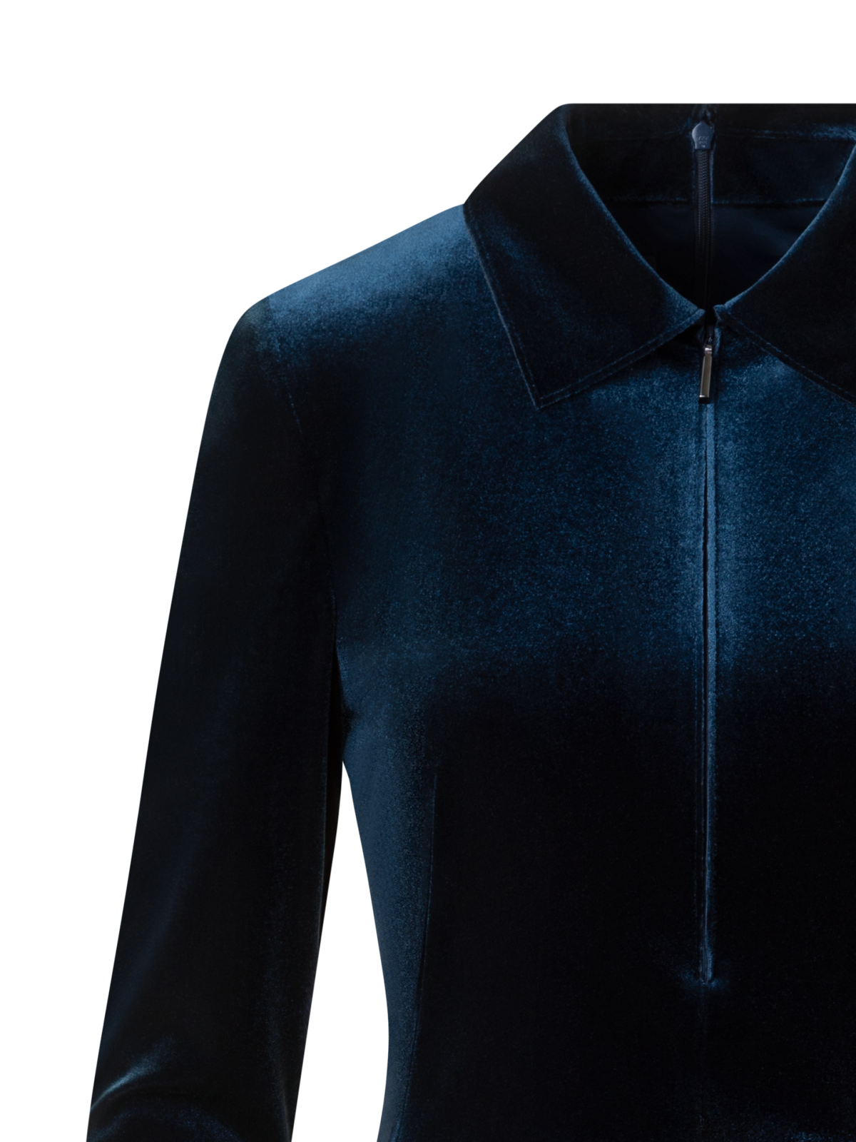 Designer Short Velvet Neoprene A-Line Shirt Dress - neutral - navy - blue