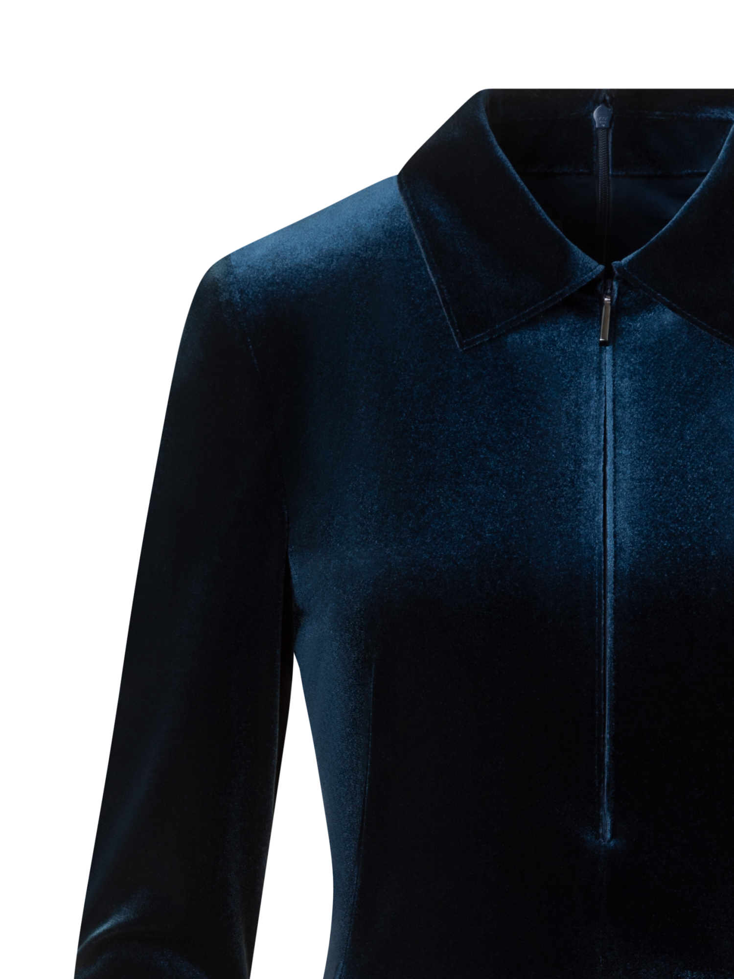 Designer Short Velvet Neoprene A-Line Shirt Dress - neutral - navy - blue