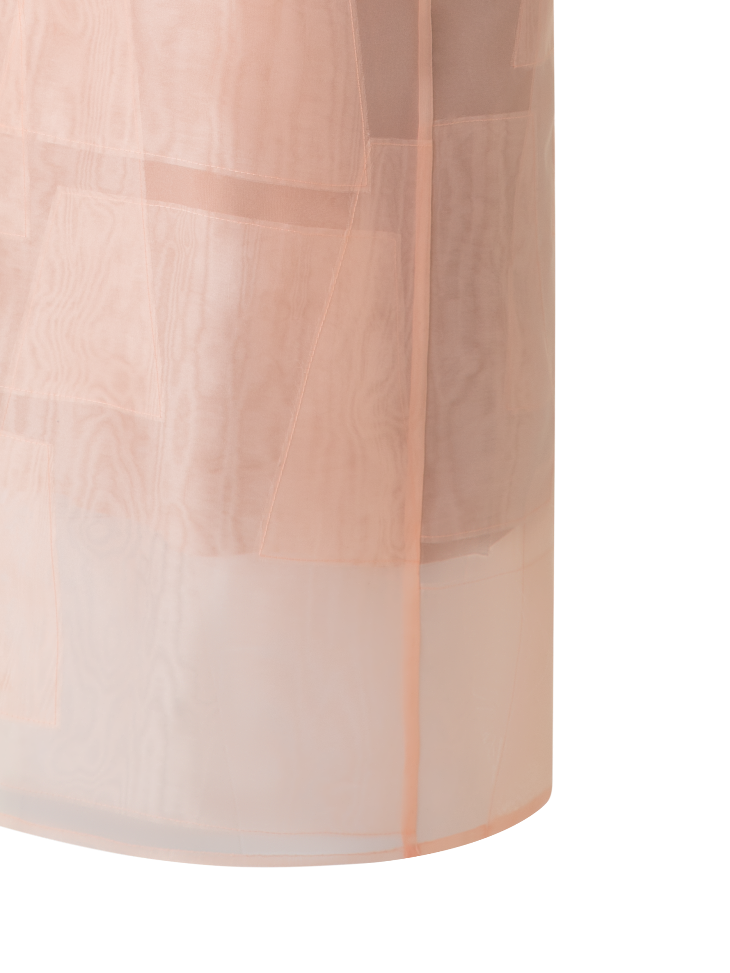 Designer Sheath Dress in Sheer Trapezoid Organza Layers - pastel - orange