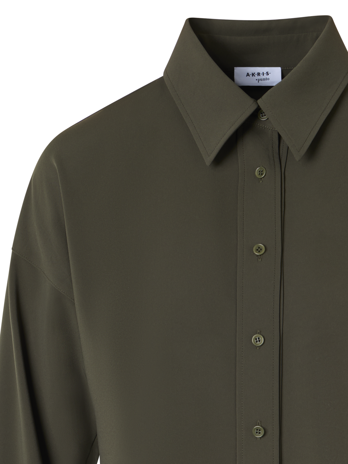 Designer Long-Sleeve Lasercut-Crêpe Blouse - green