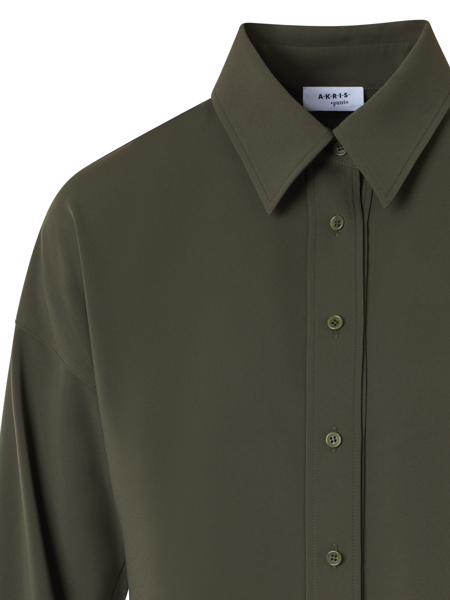 Designer Long-Sleeve Lasercut-Crêpe Blouse - green